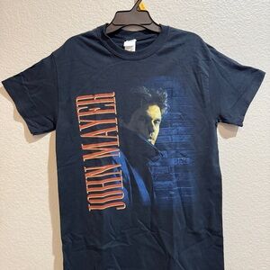 John Meyer Concert Tour Gildan Black Graphic T-Shirt with Blue and Orange Design